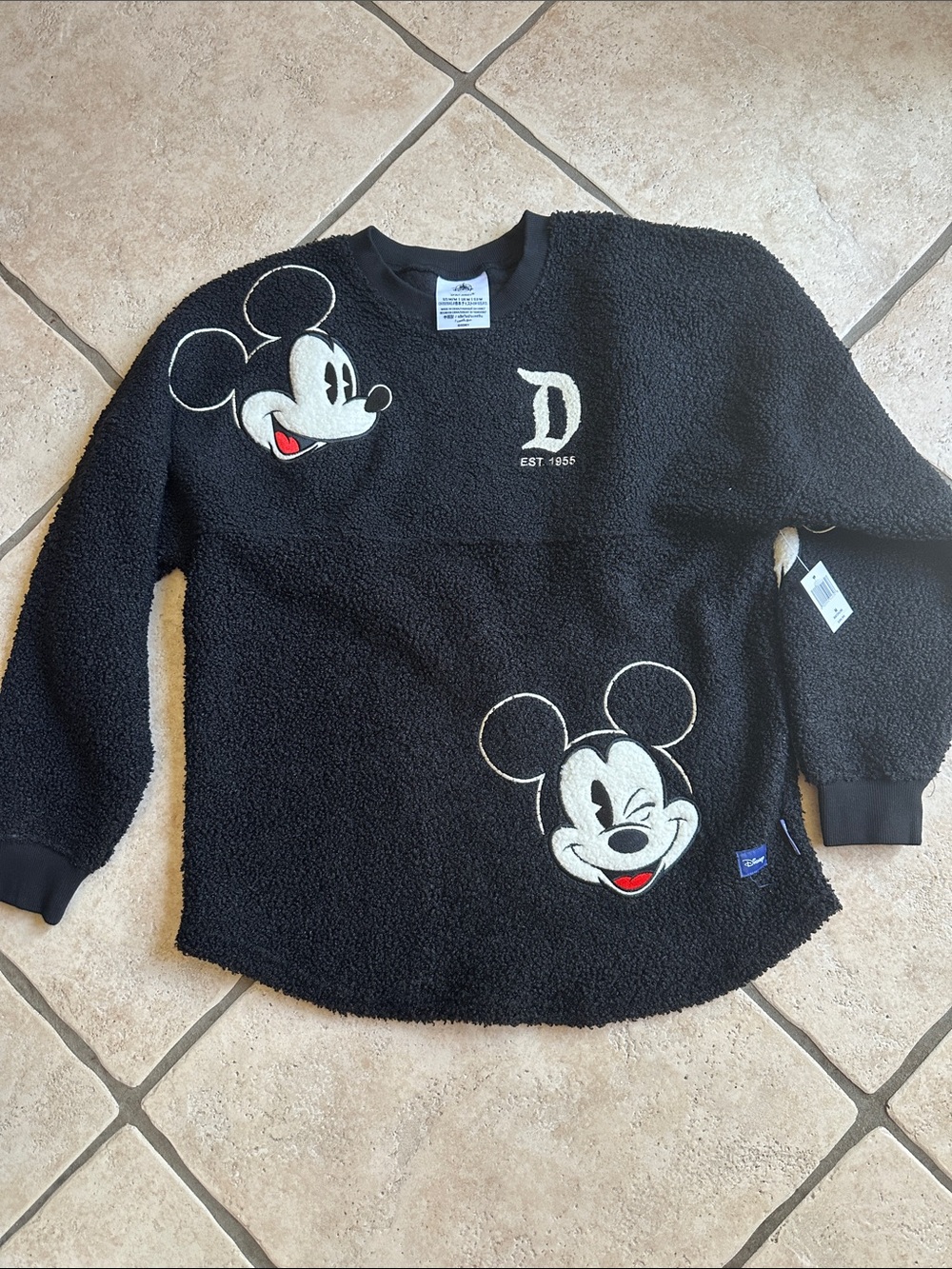 Disneyland Black Sherpa Mickey Fleece Spirit jersey size XXL NWT unisex
